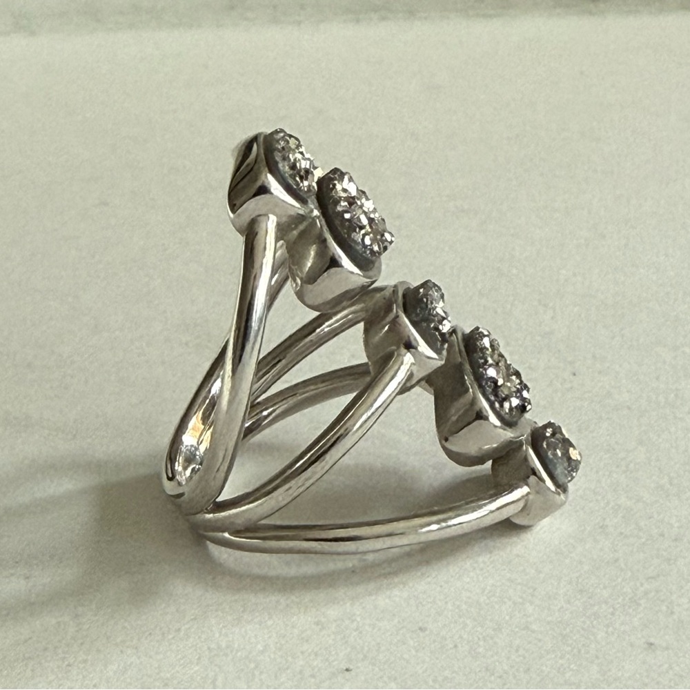 Marcia Moran Marlo Multi Stone Ring Titanium Druzy With Rhodium Size 7 $237 - Picture 3 of 8